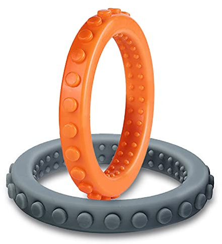 Baby Teething Rings Set, Seeway Biting Chew Bracelet Teether Toys for Sensory Needs,Perfect for Autism/SPD/ADHD/Oral Motor,Pain & Gum Soreness Relief, Easy to Hold (2 Pack)