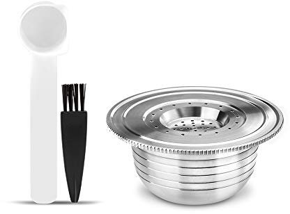 i Cafilas Espresso Capsules à café compatibles Bialetti Gioia, capsule rechargeable, réutilisable, filtre en acier inoxydable, capsules + cuillère + brosse
