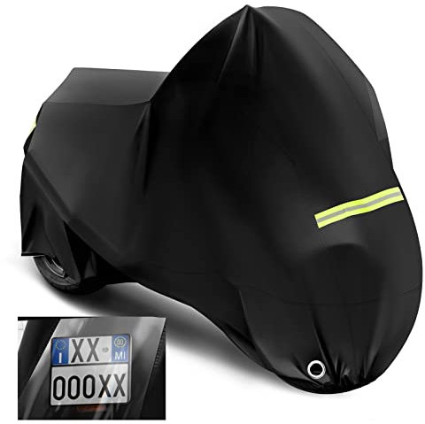 WOLTU Telo Coprimoto Idrorepellente, Polvere in Tessuto Oxford 210D per Esterno Copertura Antipioggia per Scooter Motorino Universale, Protezione da Sole, Neve, Vento, 245x105x125cm Nero