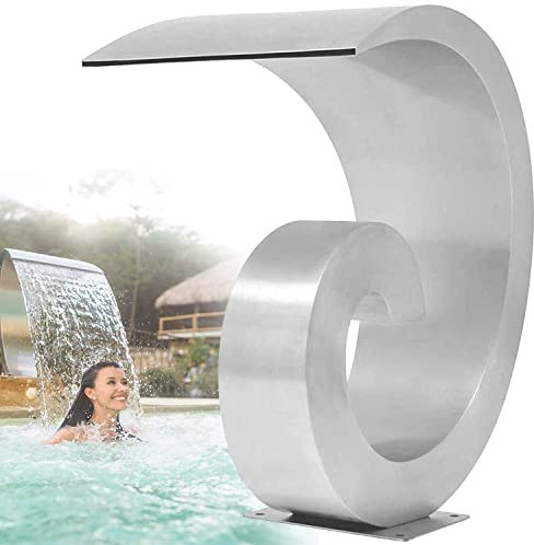 DEHIWI Poolfontäne Pool Brunnen Schwalldusche Schwallbrause Schwimmbad Wasserfall Sprinkler Wasservorhangs Brunnen Edelstahl Zierbrunnen Sprinkler,80cm*50cm