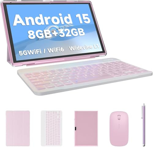 2-in-1-Tablet mit Tastatur, Maus-Stylus, 10 Zoll Tablet, Android 14 Tablets, PC, 6 GB RAM + 32 GB ROM, unterstützt 1 TB erweiterbar, 6000 mAh Akku, IPS, 25,7 cm (10,1 Zoll) Tab 2 MP + 8 MP Dual-Kamera