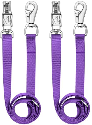 MIYABALA Cross Ties for Horse,Heavy Duty Nylon Trailer Tie with Strong Panic Snap and Bull Snap,Adjustable Length from 45.2 to 78.7,Professional Horse Supplies（Purple）