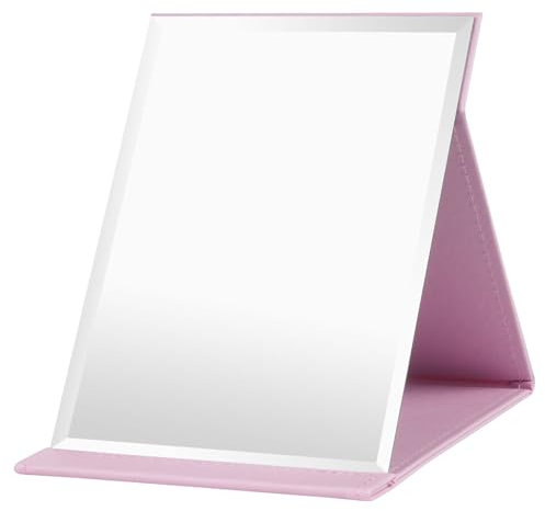 OSDUE Specchi da Tavolo, Grande Specchio da Viaggio Pieghevole, Specchio Trucco Pieghevole, Specchio Portatile da Trucco con Pelle PU, per Scrivania da Ufficio, Tavolo da Trucco e Viaggio