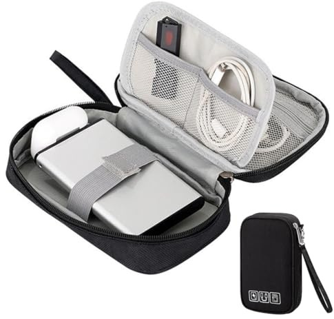 NHPY Sac de Rangement Câbles,Pochette Rangement,Petit Electroniques Portable Rangement Imperméable Organisateur,Range Cable,pour Banque d'alimentation Fil d'écouteur USB(19 * 12 * 3.5cm)