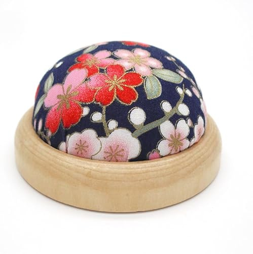 Coussin en bois imprimé floral avec base en bois pour aiguilles à coudre, coussin organisateur pour matelassage, travaux manuels, loisirs créatifs