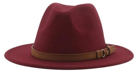 FULUJIDI Fedora Trilby Filzhut Hut Fedora Hüte Für Frauen Männer Breite Krempe Solide Frauen Hüte Band Gürtel Klassische Formale Kleider Hüte 52-54Cm (Kinder) Gewinert