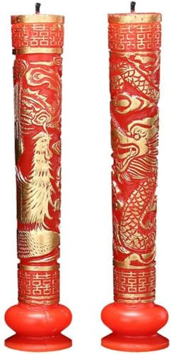 Candele Nuziali Cinesi con Drago E Fenice Candele Tradizionali a Doppia Felicità Candele a Colonna Rotonde per L'arredamento della Stanza del Matrimonio