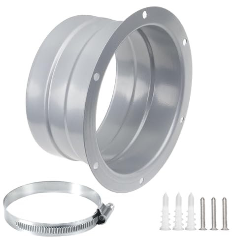 GmwyCzV 100MM Metall Flansch Luftentlüftung, Runde Rohr Wandflansch Verbinder Aus Edelstahl, Flansch Rundrohr Adapter mit Schlauchschellen aus Edelstahl und Wandflansch Schrauben, für Abluftschlauch