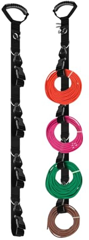 Supporto per cavo elettrico, 2 ganci neri per cavi elettrici, canaline per cavi, cinghie per tubi da giardino, di archiviazione per spazi verticali