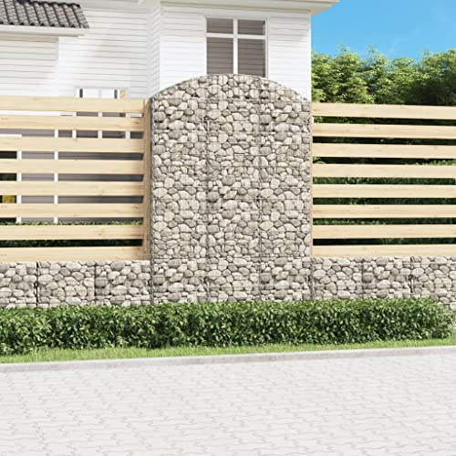 HaoChrymec Gabion à Arceau Haut with Fer Galvanisé, Construction Stable, Panier à Pierre, Parterre Surélevé en Gabion, Jardinière à Gabion, Jardin Extérieur, 150 x 30 x 220/240 cm