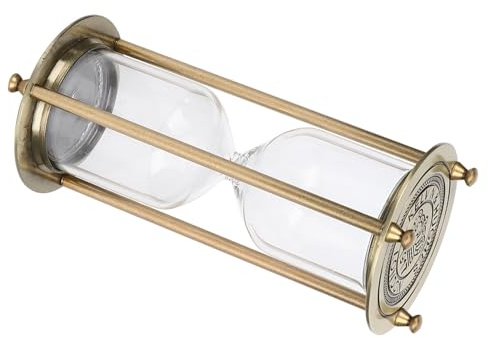 Socobeta Glass Hourglass, Transparent Sandglass Ornament with Alloy Base for Office Home Desk Decor Relaxation and Meditation (Small self-loading sand)
