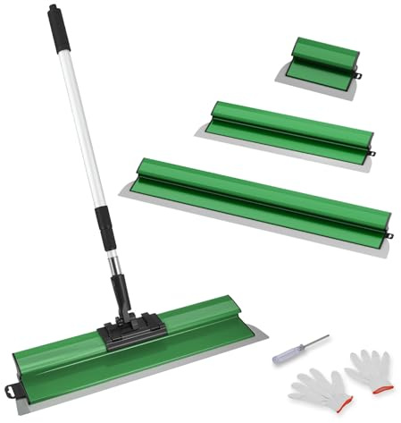 Juego de espátulas de superficie, herramienta de espátula (250/400 mm/600 mm) y barra telescópica de 0,97 m hasta 1,82 m, con adaptador, kit de espátula de alisado multifuncional para grandes (Verde)