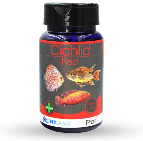 NT Labs Pro-f Cichlid Red, Food For Central and South America Cichlids Including Discus, Floating & Sinking Granule, Nutritious Fish Feed (35g)