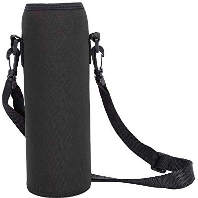 VGEBY1 - Bolsa para botella de agua, funda protectora antiquemaduras con correa para botella de agua portátil de 3 colores para actividades al aire libre, color negro