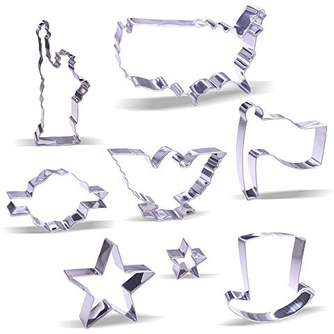 4th of July Cookie Cutter Set - 8 Piece - Stainless Steel