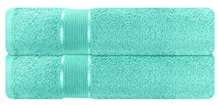 Mixibaby 2er Set Duschtuch Duschtücher Tücher 70cm x 140cm Frottee 100% Baumwolle 500g/qm, Farbe:Mint