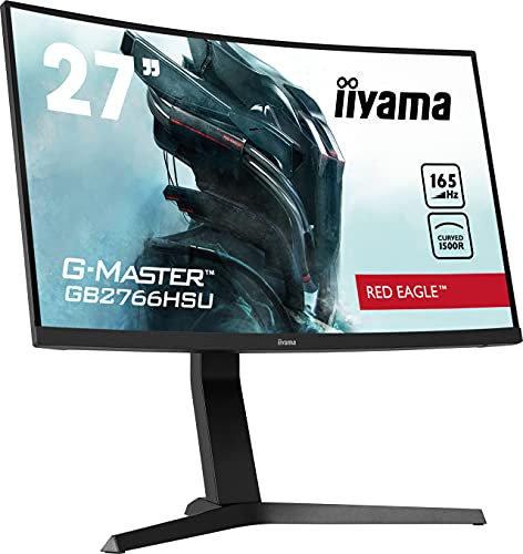 iiyama G-Master Red Eagle GB2766HSU-B1 Curved 68,5cm 27 VA LED Gaming Monitor Full-HD HDMI DP USB2.0 1ms Reaktionszeit 165Hz FreeSync-Premium Höhenverstellung Pivot schwarz