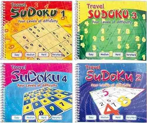 4 livres Sudoku de voyage à spirales, 170 puzzles dans chaque livre d'activité