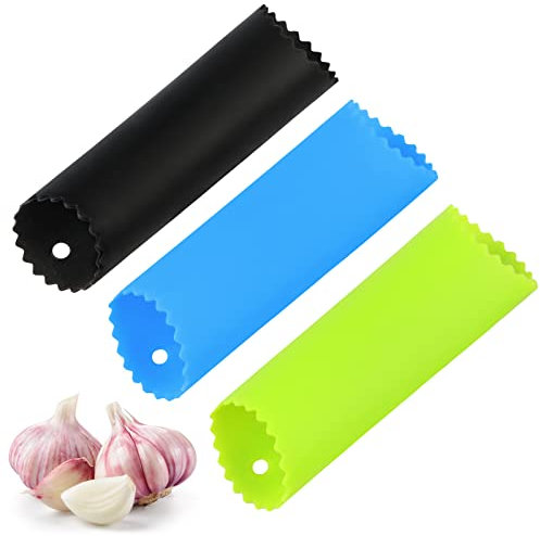 Pelador de ajos de silicona, 3 unidades, rodillo de pelador de ajos, pelador de ajos rápido, pelador de ajos, fácil y práctico, pelador de ajos, herramienta de cocina, pelador de ajos de silicona