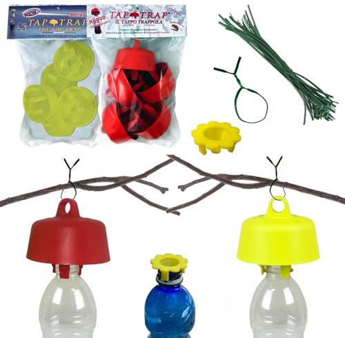 TAP-TRAP® Rot und Gelb – 10 Original-Fallenstopfen – der echte umweltfreundliche Köder – Falle rot und gelb (5 Stück Gelb 5 Stück Rot)
