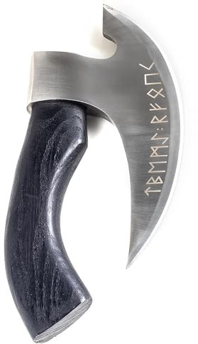 Hanseküche Tagliapizza - Coltello per pizza con rune vichinghe e protezione in pelle - Coltello per pizza, erbe aromatiche, accessori uomini, regalo