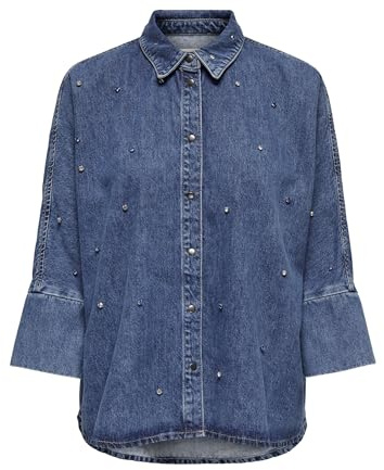 ONLY ONLGRACE Camisa Vaquera para Mujer, Medio De Mezclilla Azul, XS