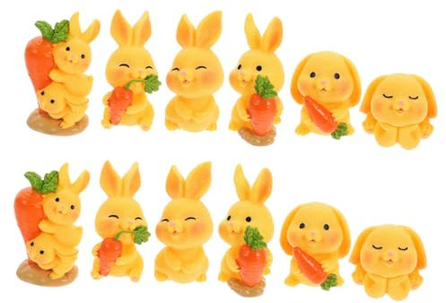 HANABASS 12pièces Figurines De Lapins De Décorations Miniatures pour Bureau Et Jardin Accessoires Adorables Et Élégants pour Aménagement Paysager