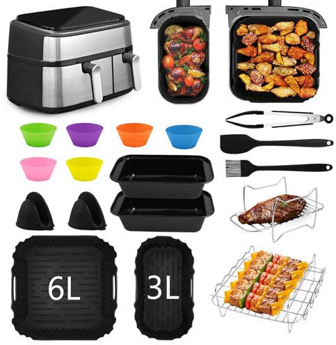 Accessoires Airfryer pour Philips Airfryer Dual Basket 3000 Series NA350 Airfryer, Accessoires Air Fryer Philips, Moule en silicone Accessoires pour friteuse à air chaud, grille de cuisson, etc.