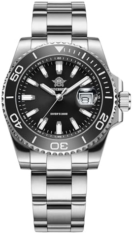 ADDIESDIVE Reloj de Buceo para Hombre de Cuarzo 41mm BGW9/C3 Luminoso Bisel unidireccional de cerámica 200m Reloj analógico Brazalete de Acero Inoxidable AD2510