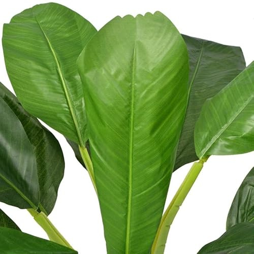 Konstgjord bananträd 150 cm grön med kruka – konstgjord växt av plast och järntråd för vardagsrum, kontor eller trädgård – lättskött och hållbar