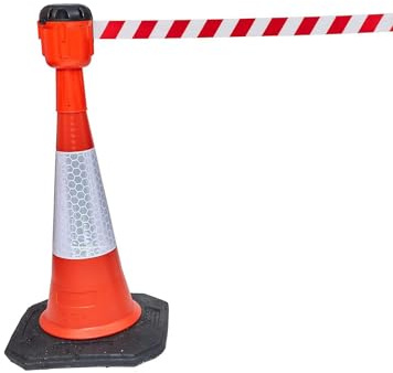 Nastro di segnalazione retrattile a cono stradale - Nastro di segnalazione rosso e bianco da 10 metri for il controllo del traffico e dei pedoni(1pc)