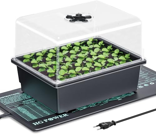 HG Power Planteringssats med miniväxthus, värmematta utan regulator, 30-cells växthus med lock, perfekt för plantor, grönsaker och örter