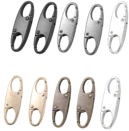 OIXEYA Tirette Fermeture Eclair Remplacement, 10 Pcs Clips de Sécurité en Alliage de Zinc Robuste, mini cadenas sac a dos, Remplacement de Tirette de Fermeture, Sécuriser Vos Objets Personnels