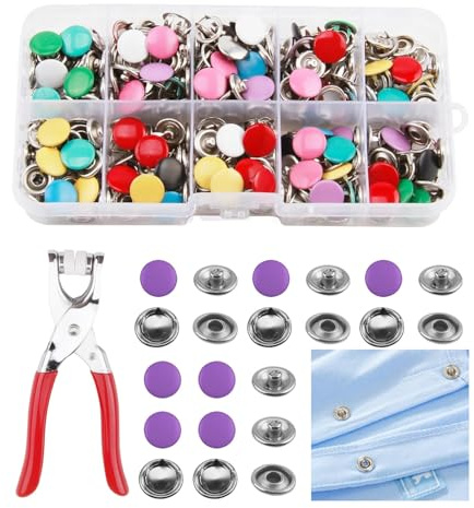100 Sets Popper Fasteners Kit with Pressure Pliers Stainless Steel for DIY