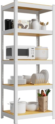 Durstruct 5 Tier White Metal Shelving Unit 24 W×16 D×60 H Adjustable Storage Utility Rack Heavy Duty Shelves Organization Multipurpose Shelf for Pantry Closet Kitchen Garage Bathroom