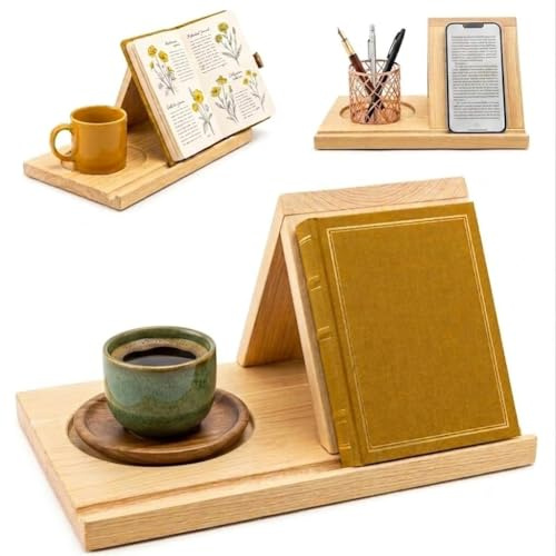Soporte para libros de madera, triangular, regalo para lectura, para libros, tabletas y lectores electrónicos, lectura, estantería y mesita de noche, soporte para escritorio