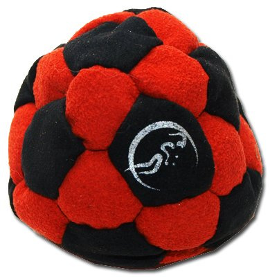 PRO 32 Panel Hacky Sack (Black/Red) Pro Freestyle Footbag Hacky Sack for Beginners and Professionals – Ideal for stationery, Catch, delays and Kicks.