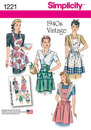 Simplicity 1221 1940er Vintage Fashion Damenschürze Nähmuster Gr. S-L