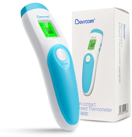 Berrcom 3 in 1 Digital Infrared Forehead Thermometer for Adults & Kids, Non-Contact, Fever Alarm, LCD Display, °C/°F Switch
