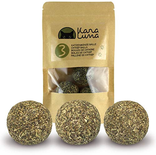 3 Boules d'herbe à Chat KaraLuna I Jouets à Base d'herbe à Chat séchée et pressée 100% Naturelle I Jouets pour Chats Jouets pour Chats Boules d'herbe à Chat activité Chat Balle ludique Chats
