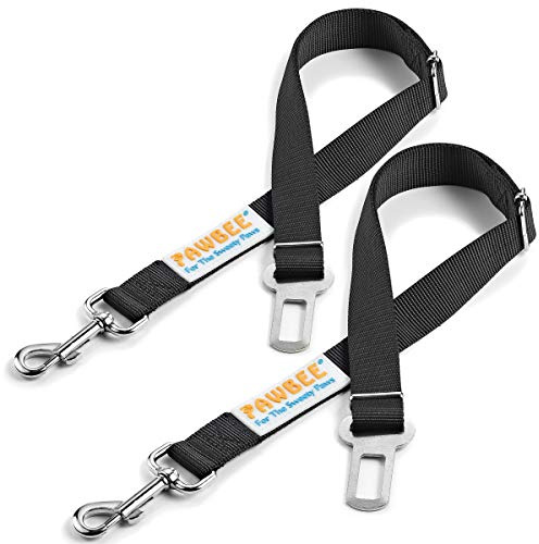 PAWBEE 2-Pack Dog Seat Belts for Cars - Adjustable Nylon Car Harness with Stainless Hooks, Safety Seatbelt Harnesses for Dogs, Durable Dog Car Seat Belt Clip, Essential Travel Accessories for Pets