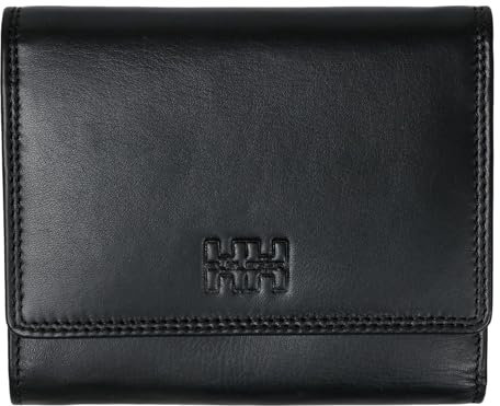 Elbleder Geldbörse Damen Leder Schwarz RFID-Schutz mit Münzfach - Echtleder Portemonnaie groß viele Fächer - Überschlag Geldbeutel mit 9 Kartenfächer - Polo 108 BK