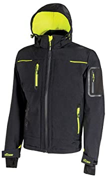 U-Power SPACE, Giacca Softshell, con Cappuccio Staccabile, Tasche Ampie, Full Zip, Antivento, Impermeabile, Tessuto Resistente, Confortevole (BLACK CARBON - M)