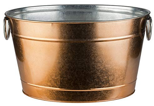 Buddy's Bar - Secchiello Ovale per Bevande, 11 Litri, Vasca di Zinco con Inserto in plastica, glacette, raffreddatore per Bottiglie in Acciaio Inossidabile zincato, 40 x 28 cm, Altezza 22 cm, Rame