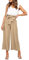 FANCYINN Damen 2 teiliges Crop Pants Set mit weitem Bein Wide Strap V-Ausschnitt Tank High Waist Cropped Paper Bag Hose mit Gürtel Khaki L