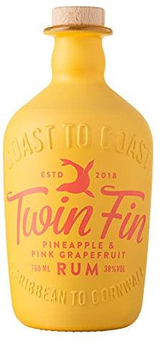 Twin Fin Pineapple & Pink Grapefruit Rum | Caribbean Rum Blended in Cornwall | Tropical Notes & Refreshing Citrus | Pair with Lemonade or Soda | Summer Cocktails | 38% vol | 70cl