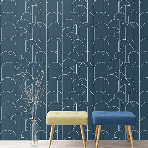Blue Peel and Stick Wallpaper Modern Geometric Wallpaper 17.71 X 118