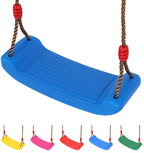 SILVER VALLEY Deluxe Garden Swing Seat for Children Kids with Adjustable Reinforced Ropes Ideal for Swing Sets and Climbing Frames (Blue)