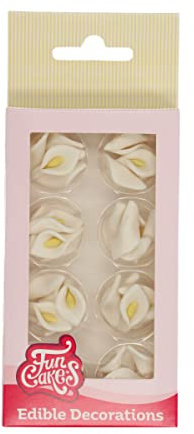 FunCakes Decorazioni di Zucchero Calla Bianca, Pronti all'Uso per la Decorazione di Torte, Facile per Cupcake, Muffin e Altro, Set e 24