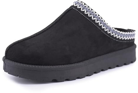 JOMIX Zapatillas de Casa Mujer Pantuflas Invierno Calentitas con Forro Peluche Antideslizantes Cómodas y Suaves Zuecos de Felpa Mule para Estar por Casa